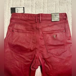 1981 Red Guess Jeans! Leatherette Bordeaux/Skinny/High Waist/29 x 29